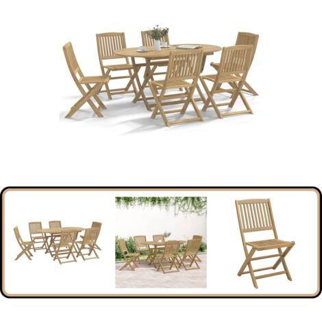 Ensemble à manger de jardin 7 pcs Bois d'acacia solide - Meubles De Jardin - Salon De Jardin - Set De Table - Acacia Massif - Mobilier De Patio