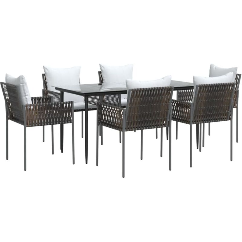 Vidaxl - Ensemble à manger de jardin 7 pcs coussins résine tressée acier