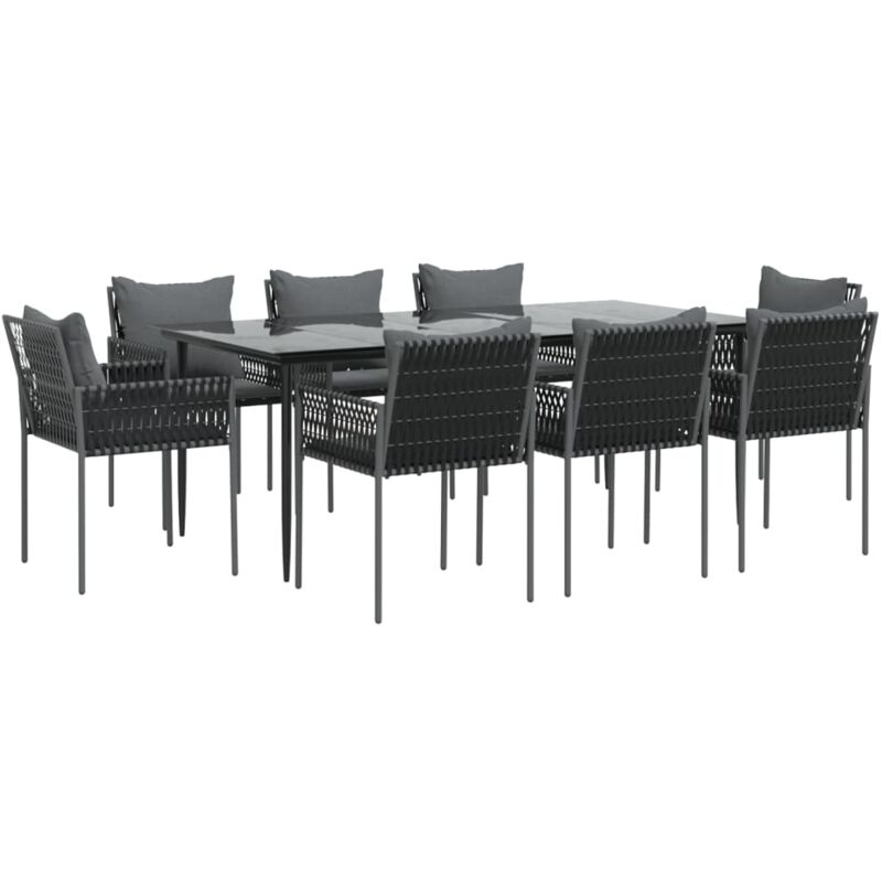 Ensemble à manger de jardin 9 pcs coussins résine tressée acier Vidaxl