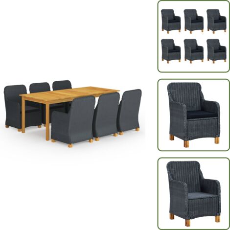 Ensemble à manger de jardin 7 pcs Gris foncé - Meubles De Jardin - Salon De Jardin - Set De Jardin - Table De Jardin - Chaises De Jardin