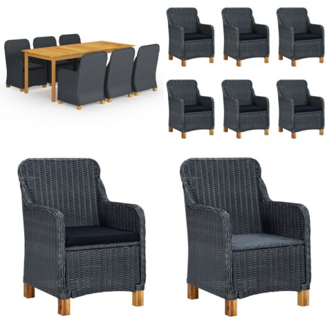 Ensemble à manger de jardin 7 pcs Gris foncé - Meubles De Jardin - Salon De Jardin - Set De Jardin - Table De Jardin - Chaises De Jardin - Home & Living
