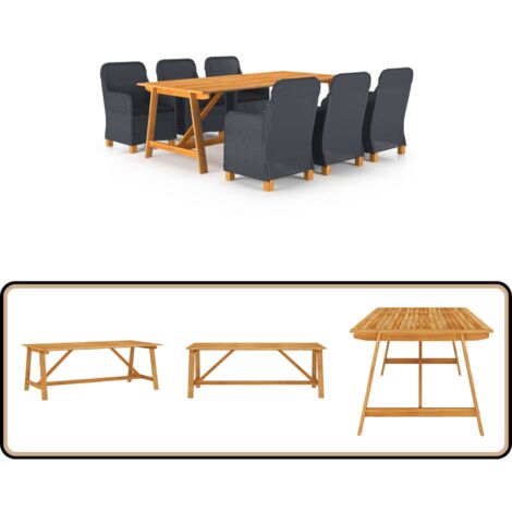 Ensemble à manger de jardin 7 pcs Gris foncé - Salon De Jardin - Mobilier De Jardin - Table De Jardin - Chaises De Jardin - Acacia