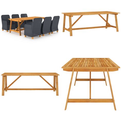 Ensemble à manger de jardin 7 pcs Gris foncé - Salon De Jardin - Mobilier De Jardin - Table De Jardin - Chaises De Jardin - Acacia - Home & Living