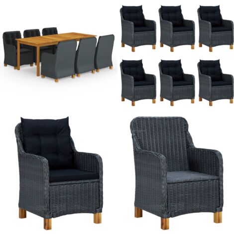 Ensemble à manger de jardin 7 pcs Gris foncé - Table De Jardin - Salon De Jardin - Mobilier De Jardin - Set De Jardin - Meubles De Terrasse - Home & Living