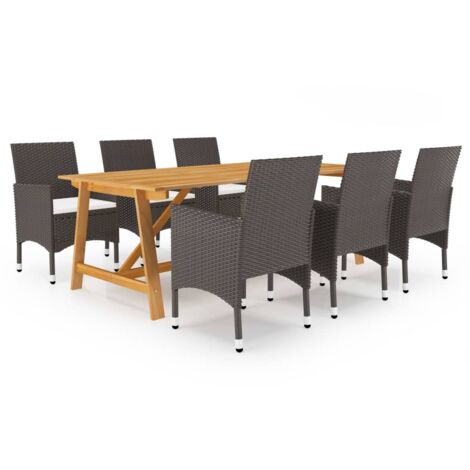 Ensemble à manger de jardin 7 pcs Marron vidaXL