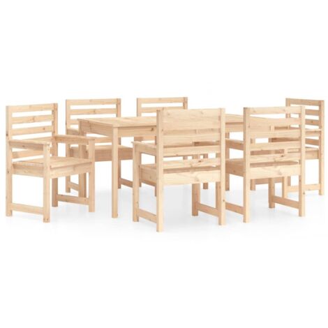 Ensemble à manger de jardin 7 pcs  Mobilier de jardin bois massif de pin