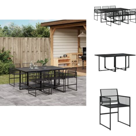 Ensemble à manger de jardin 7 pcs Noir Résine tressée - Salon De Jardin - Mobilier De Jardin - Set De Table - Table Extérieure - Chaises De Jardin