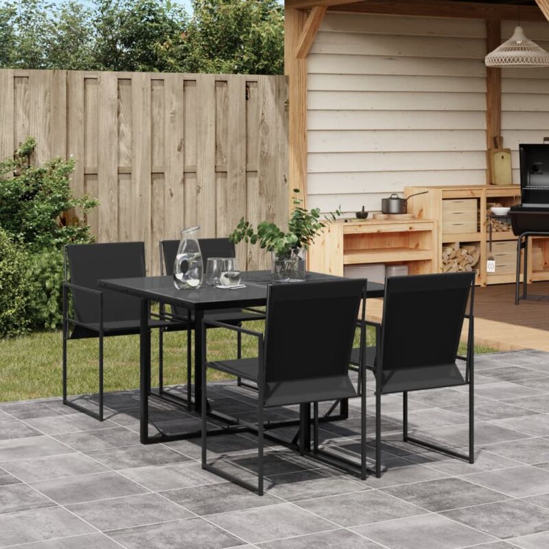 Vidaxl - Ensemble à manger de jardin 5 pcs noir textilène