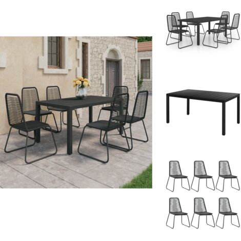 Ensemble à manger de jardin 7 pcs PVC résine tressée noir - Ensemble Salon De Jardin - Meuble De Jardin - Table Et Chaises - Table Basse Jardin - Set Repas Extérieur