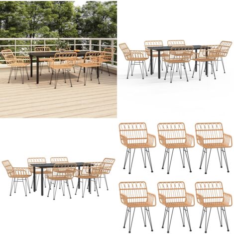 Ensemble à manger de jardin 7 pcs Résine tressée - Table de jardin - Chaises de jardin