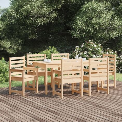 Ensemble à manger de jardin 7 pcs-Salon de jardin bois massif de pin