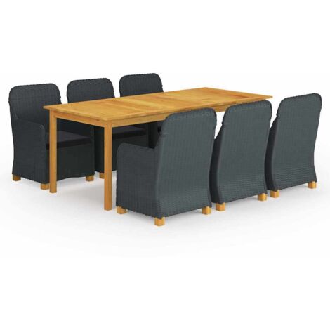 Ensemble à manger de jardin 7 pcs-Salon de jardin Gris foncé 783088