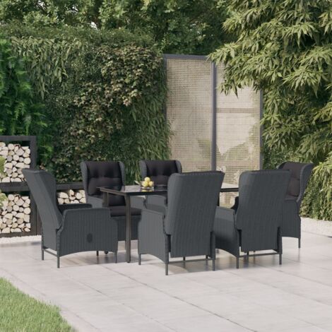 Ensemble à manger de jardin 7 pcs-Salon de jardin Gris foncé Résine tressée 683603