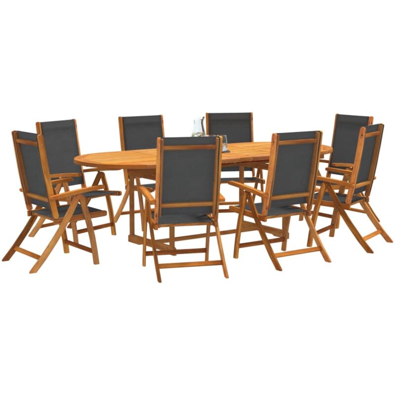 Ensemble à manger de jardin 9pcs bois d'acacia solide textilène Vidaxl