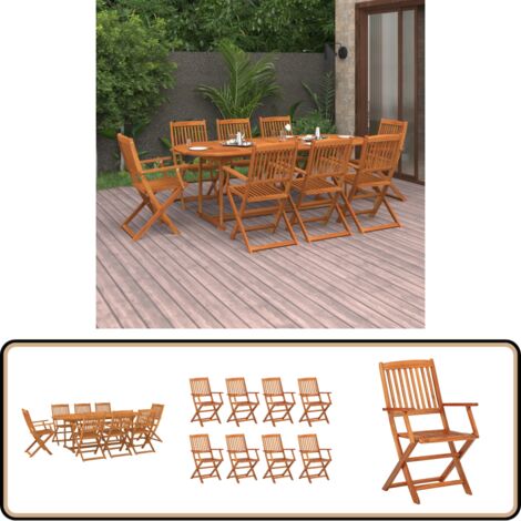 Ensemble à manger de jardin 9 pcs 220x90x75 cm bois d'acacia - Ensemble Salon De Jardin - Mobilier De Jardin - Table De Jardin - Chaises De Jardin - Acacia
