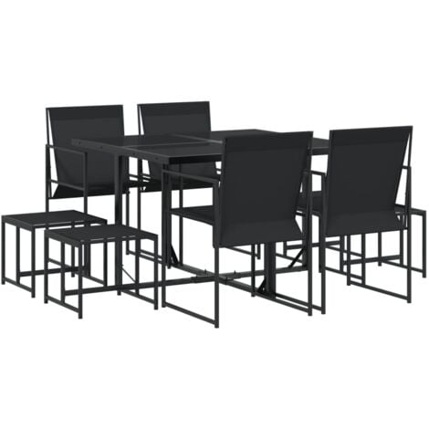 Ensemble à manger de jardin 9 pcs noir textilène vidaXL