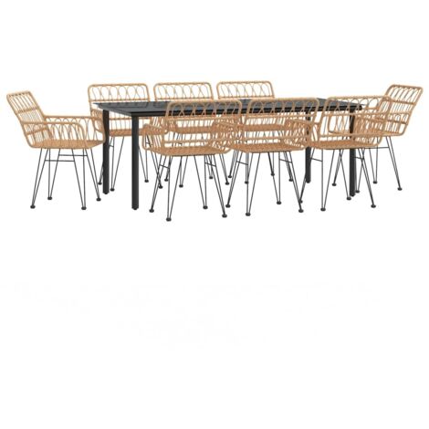 Ensemble à manger de jardin 9 pcs Résine tressée vidaXL