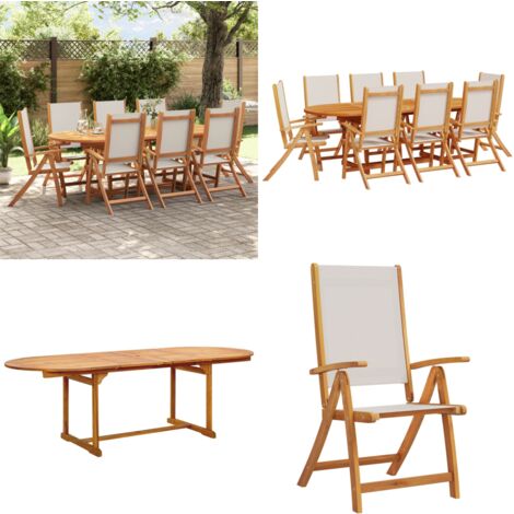 Ensemble à manger de jardin 9pcs bois d'acacia solide textilène - Salon De Jardin - Mobilier De Jardin - Table De Jardin - Chaises De Jardin - Acacia Massif - Home & Living