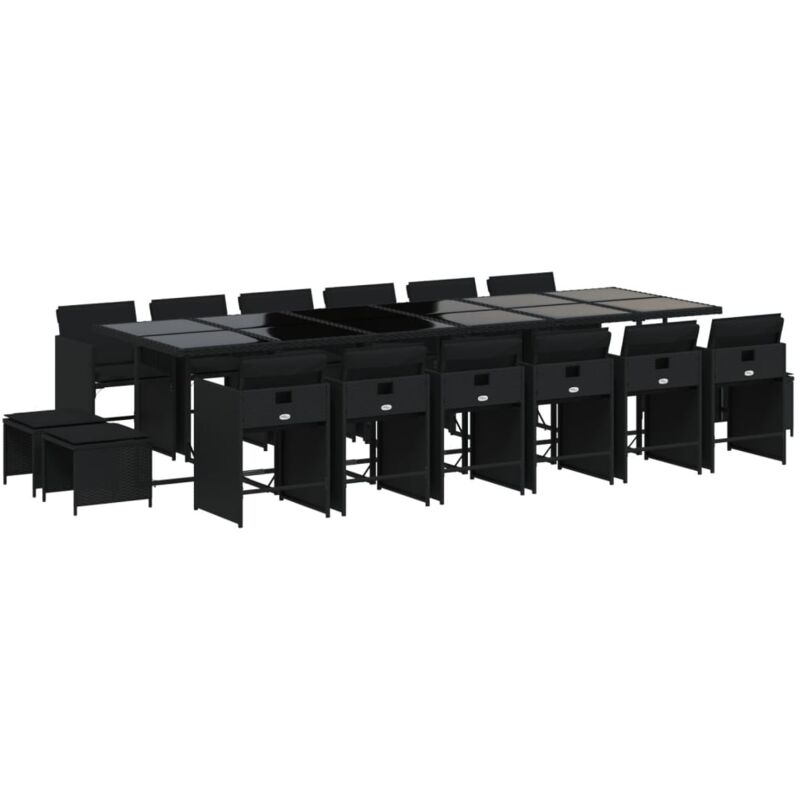 Ensemble à manger de jardin 17 pcs coussins noir résine tressée Vidaxl