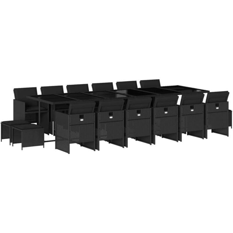 Ensemble à manger de jardin 17 pcs coussins noir résine tressée Vidaxl