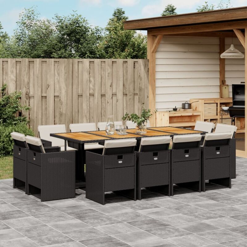 Vidaxl - Ensemble à manger de jardin 13 pcs coussins noir résine tressée