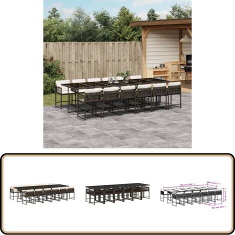 Ensemble à manger de jardin avec coussins 13 pcs marron rotin - Salon De Jardin - Meuble De Jardin - Set De Salon De Jardin - Mobilier De Jardin - Table De Jardin