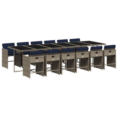 Ensemble à manger de jardin avec coussins 13 pcs résine tressée vidaXL