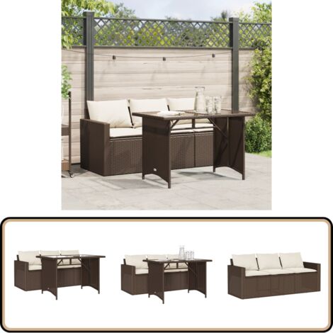 Ensemble à manger de jardin avec coussins 2 pcs marron rotin - Salon De Jardin - Ensemble Salon De Jardin - Mobilier De Jardin - Table De Jardin - Chaise De Jardin