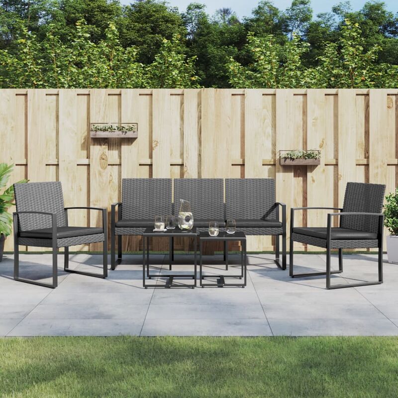 Vidaxl - Ensemble à manger de jardin coussins 5 pcs gris foncé rotin pp