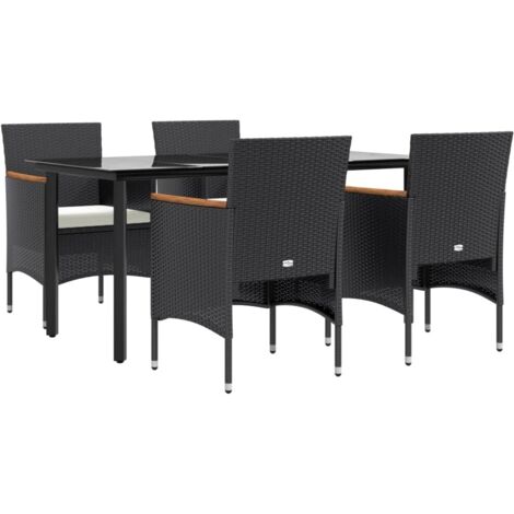 Ensemble à manger de jardin avec coussins 5 pcs Noir vidaXL