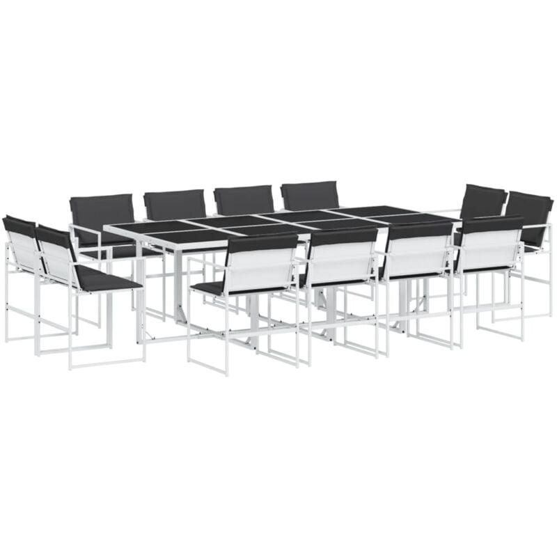 Vidaxl - Ensemble à manger de jardin avec coussins 13pcs blanc textilène