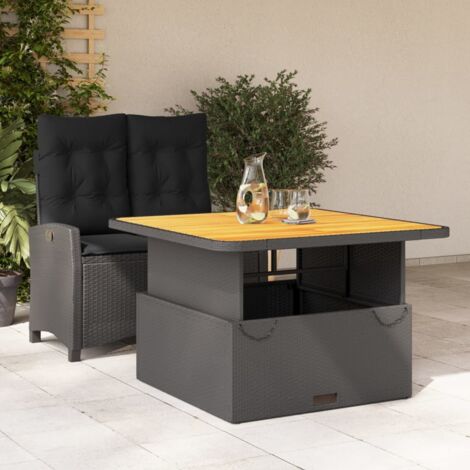Ensemble à manger de jardin coussins 2pcs-Salon de jardin-Ensemble repas d'extérieur noir résine tressée 297522