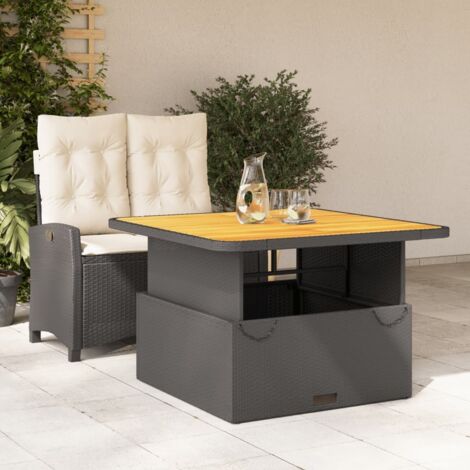 Ensemble à manger de jardin coussins 2pcs-Salon de jardin-Ensemble repas d'extérieur noir résine tressée 693679