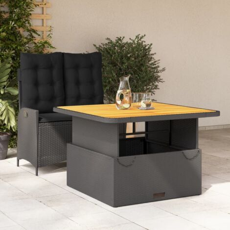 Ensemble à manger de jardin coussins 2pcs-Salon de jardin-Ensemble repas d'extérieur noir résine tressée 843445