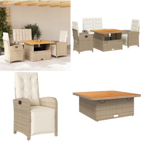 Ensemble à manger de jardin coussins 4 pcs beige résine tressée - Chaise de jardin - Banc de jardin