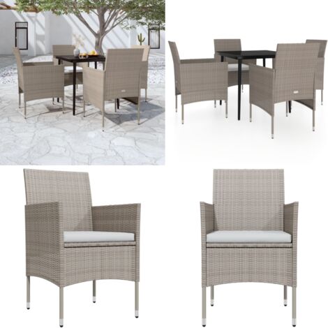 Ensemble à manger de jardin coussins 5 pcs Beige/noir - Chaises de jardin - Table de jardin