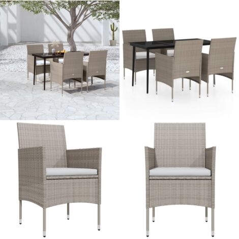 Ensemble à manger de jardin coussins 5 pcs Beige/noir - Chaises de jardin - Table de jardin