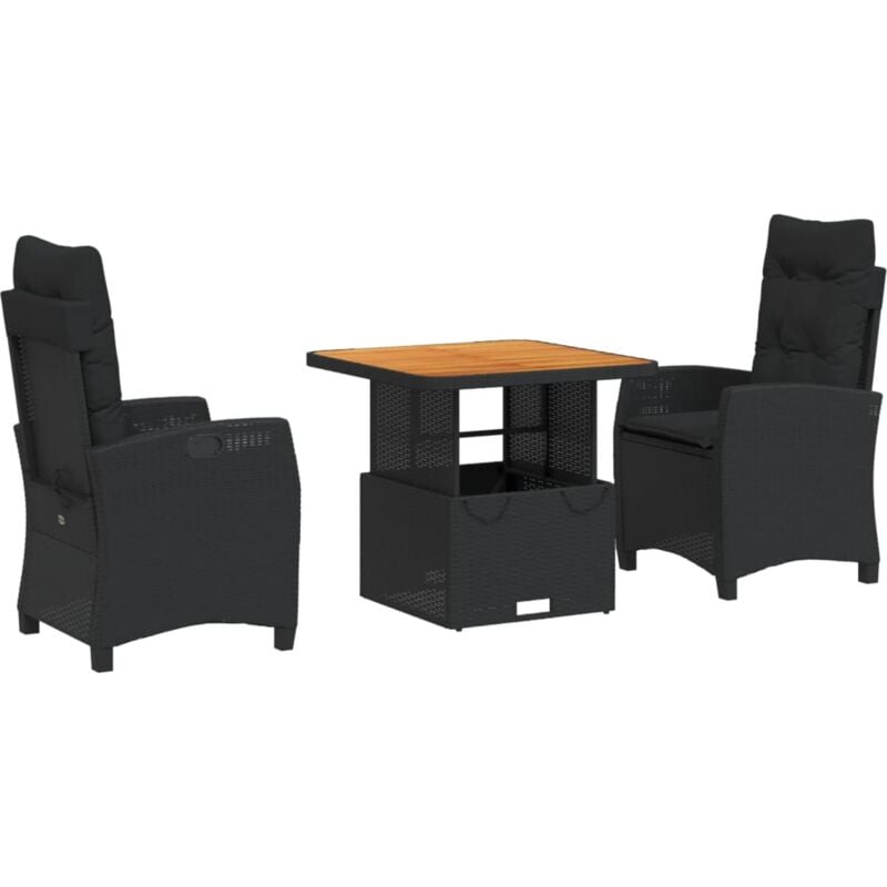 Vidaxl - Ensemble à manger de jardin avec coussins 3 pcs Noir