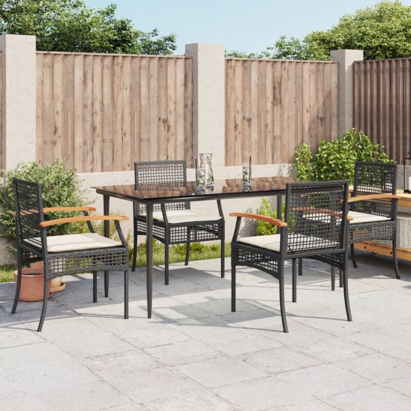 Vidaxl - Ensemble à manger de jardin coussins 5pcs Noir Résine tressée