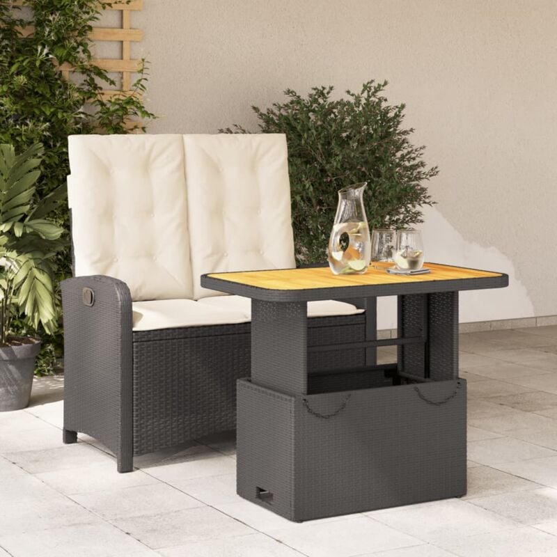 Vidaxl - Ensemble à manger de jardin coussins 2pcs noir résine tressée