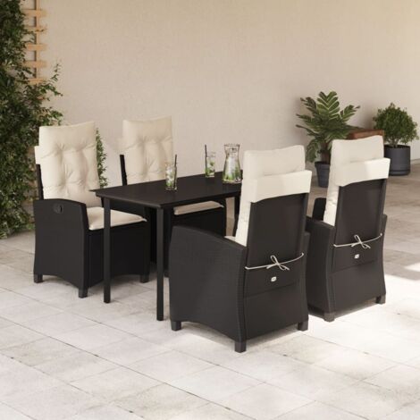 Ensemble à manger de jardin coussins 5pcs Noir Résine tressée vidaXL