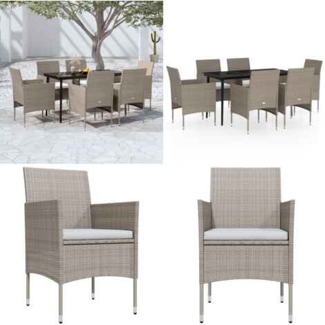Ensemble à manger de jardin coussins 7 pcs Beige/noir - Chaises de jardin - Table de jardin