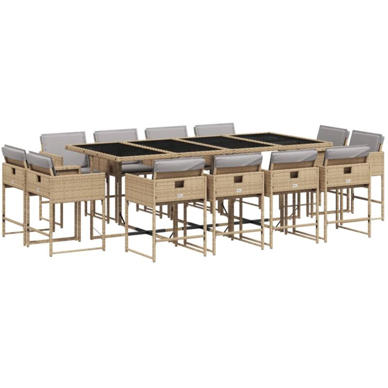 Ensemble à manger de jardin coussins 13 pcs mélange beige rotin Vidaxl
