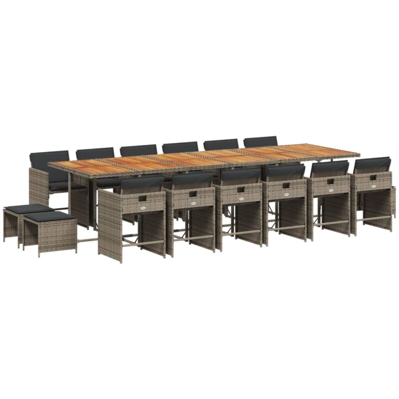 Ensemble à manger de jardin 17 pcs et coussins résine tressée Vidaxl