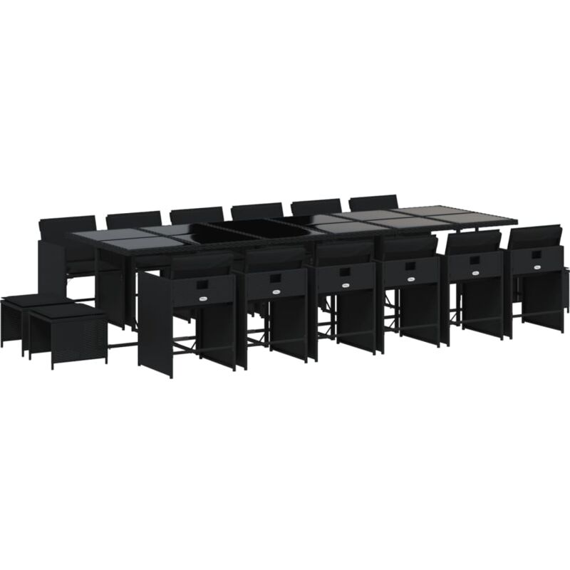 Vidaxl - Ensemble à manger de jardin 17 pcs coussins noir résine tressée