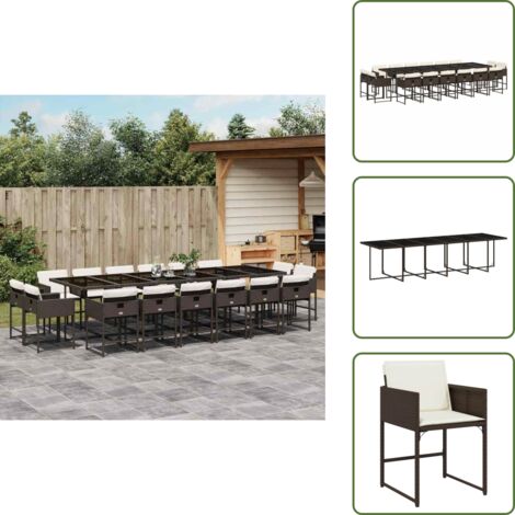 Ensemble à manger de jardin et coussins 17 pcs marron rotin - Salon De Jardin - Meuble De Jardin - Set De Jardin - Table De Jardin - Chaises De Jardin