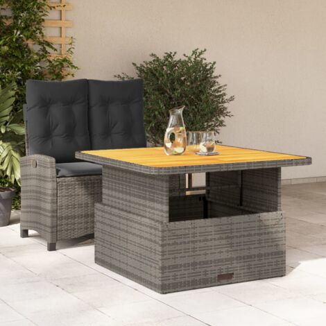 Ensemble à manger de jardin et coussins 2 pcs gris rotin vidaXL