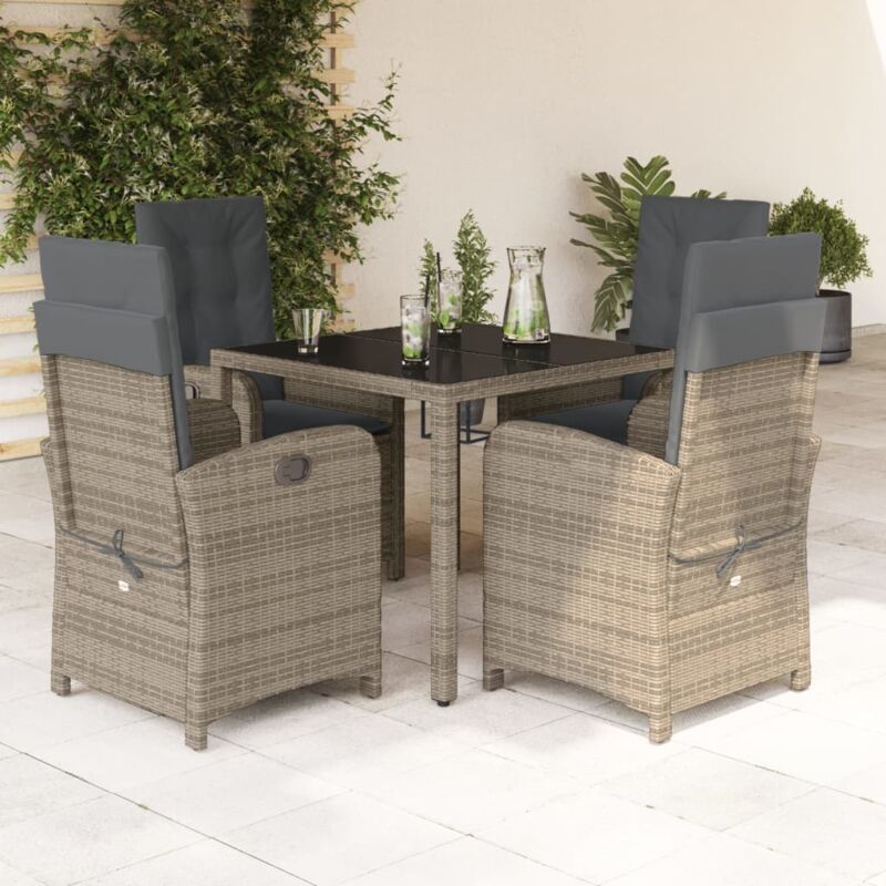 Vidaxl - Ensemble à manger de jardin 5 pcs avec coussins Gris