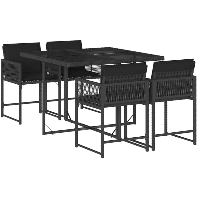 Vidaxl - Ensemble à manger de jardin coussins 5pcs Noir Résine tressée
