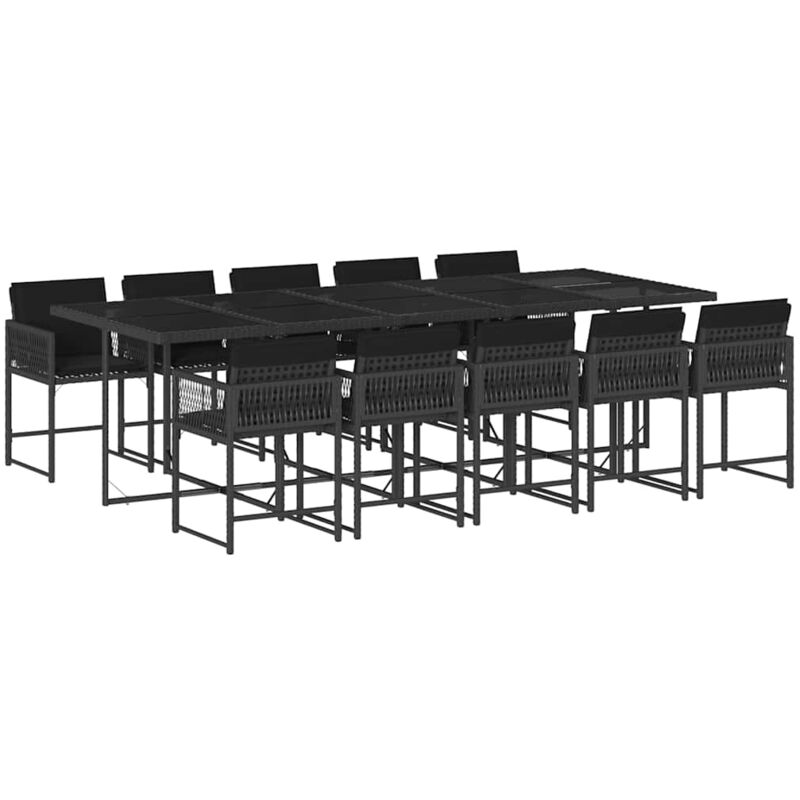 Vidaxl - Ensemble à manger de jardin 11 pcs coussins noir résine tressée